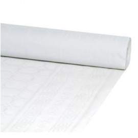 Nappe en papier damassé blanc rouleau de 25x1.20m